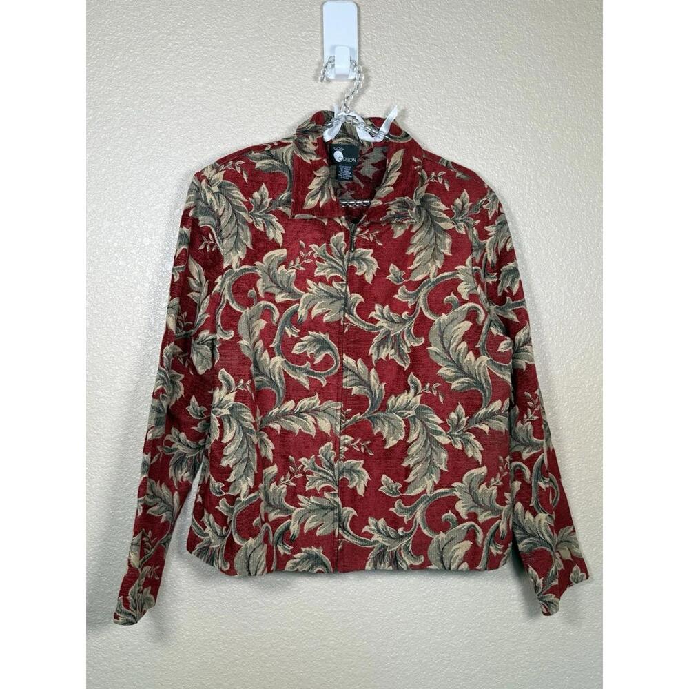 Portrait Tapestry Coat Large Red Boho Artsy Jacquard Floral Carpet Jacket